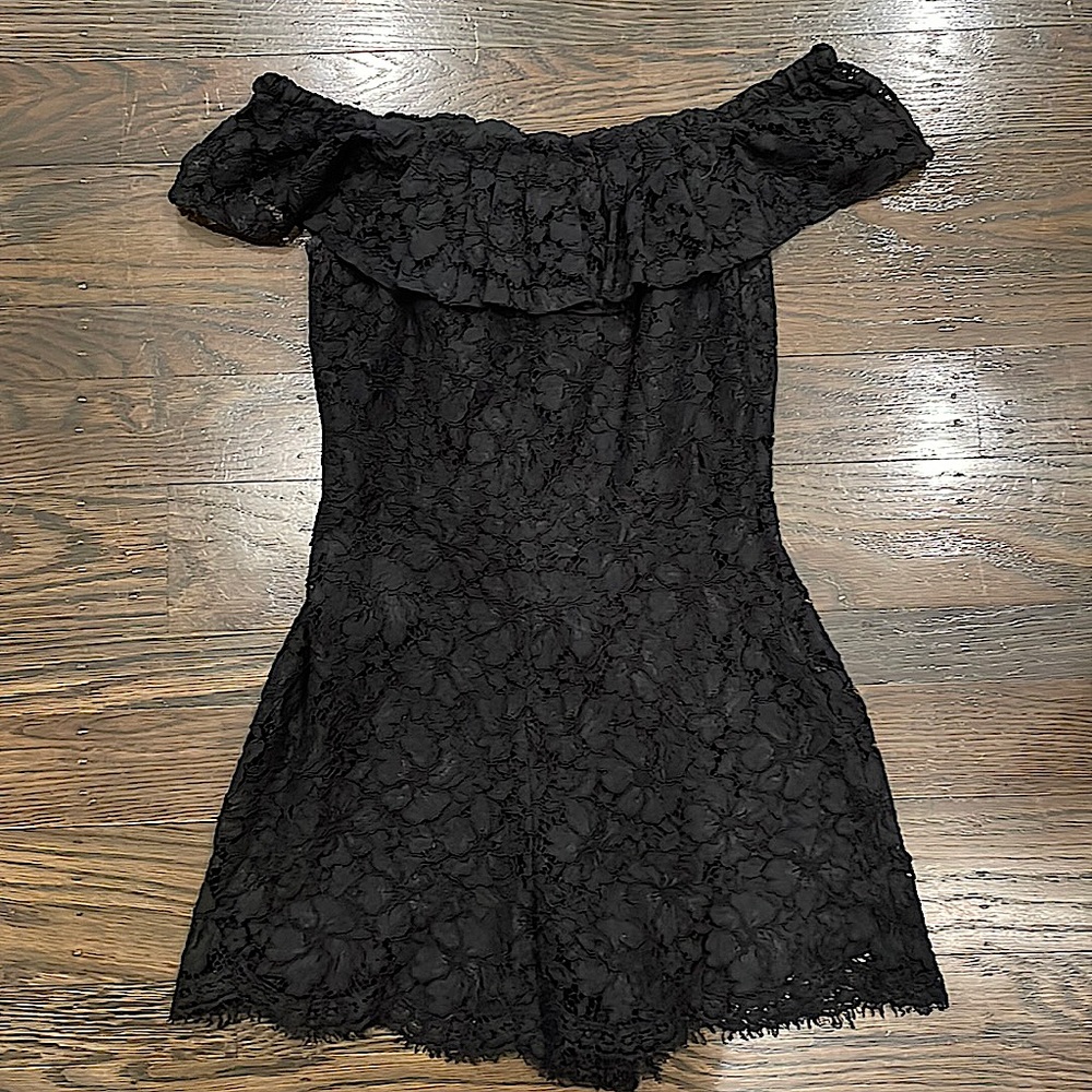 Sandro black lace romper.